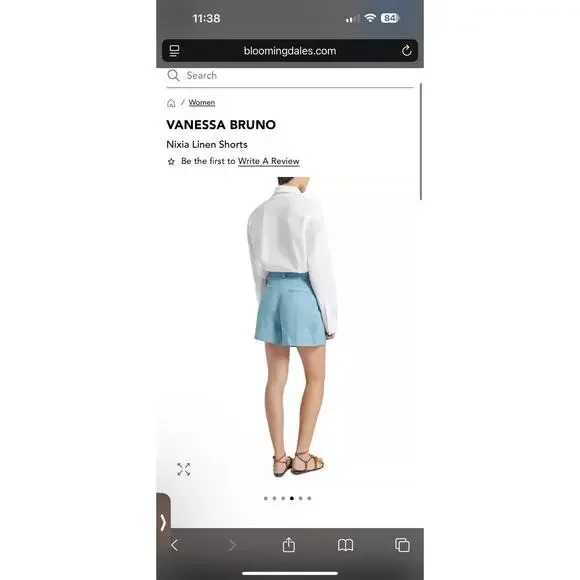 VANESSA BRUNO Nixia Linen Shorts High Waisted Blue Sz 40 US Sz 8 NWT $345